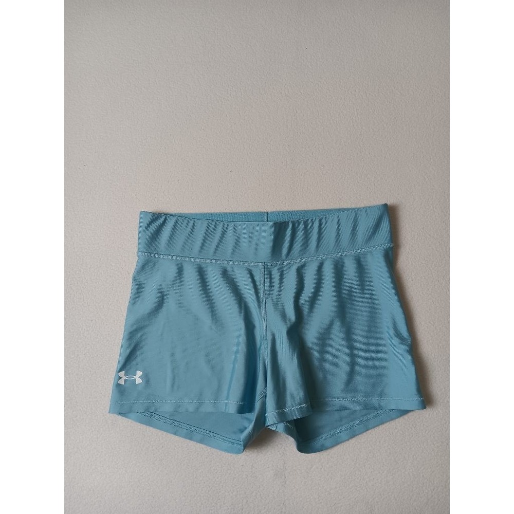 Under Armour Women's Compression Shorts Large Light Blue Athletic Logo Waistband